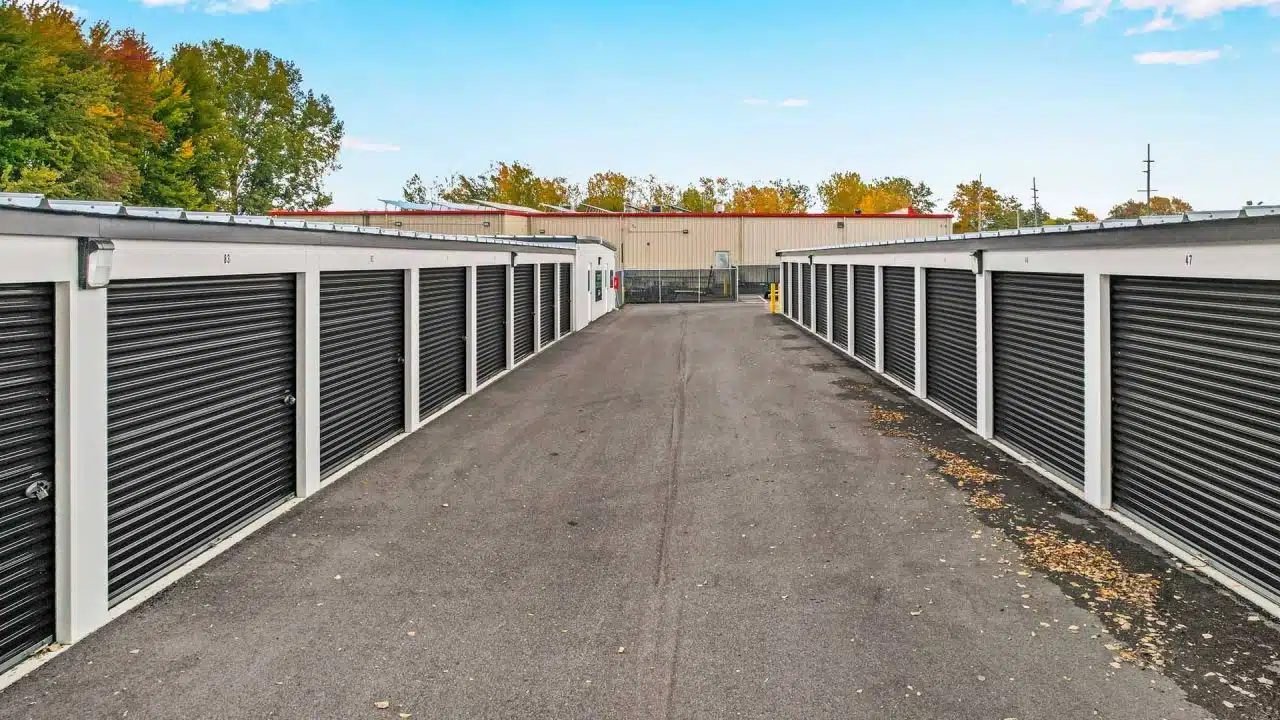 Exterior showcasing outdoor access for storage units at a newly constructed storage facility.
